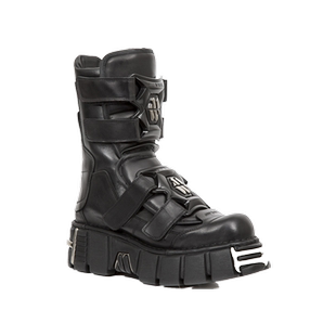 NEWROCK官方正品手工定制复古朋克哥特小众金属厚底中筒靴男女鞋