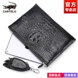 Мужская сумка с петлей на руку, упаковка, мобильный телефон, вместительный и большой бумажник, маленькая сумка клатч, крокодил, из натуральной кожи