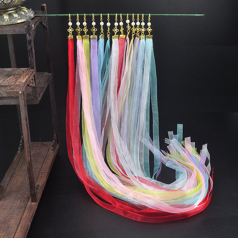 224 古风糖果色百搭绢纱长飘带仙女飘逸女生发饰头饰点缀古装配饰