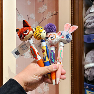 上海迪士尼疯狂动物城朱迪尼克毛绒摇头笔豹警官绵羊圆珠笔