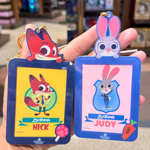 上海迪士尼国内代购 疯狂动物城朱迪尼克卡套钥匙扣挂件硬质证件套