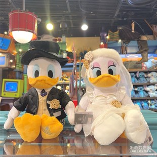 上海迪士尼乐园代购结婚西式唐老鸭黛丝毛绒公仔情侣婚礼娃娃玩偶