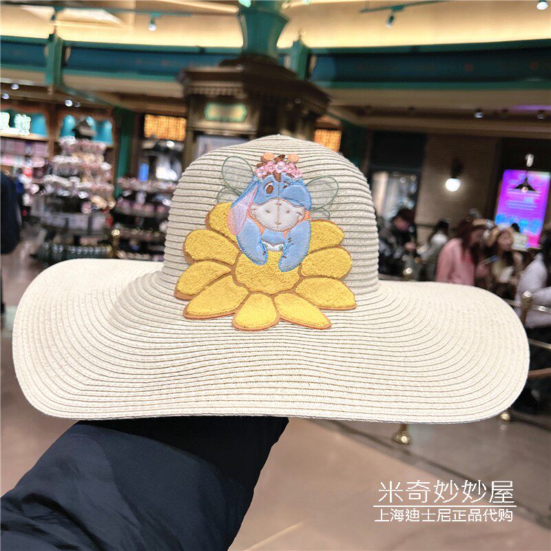 上海迪士尼乐园国内代购2025春日高飞草帽遮阳帽子卡通可爱沙滩帽