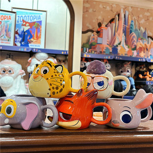 上海迪士尼国内代购 疯狂动物城朱迪尼克绵羊豹子陶瓷杯子马克杯