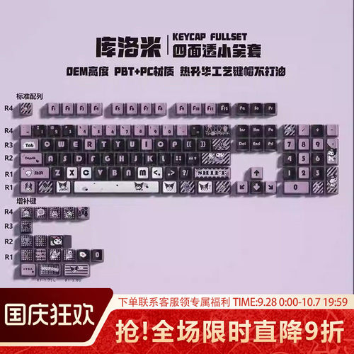 库洛米四面透键帽PBT五面热升华