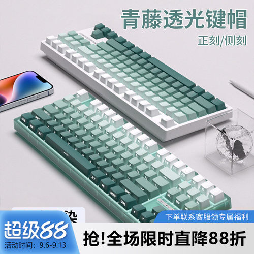 青藤渐变正刻/侧刻PBT透光键帽