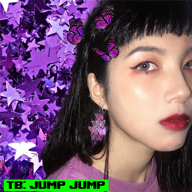 jump jump 包邮蝴蝶翩翩蹦迪最闪耀复古吊坠耳环霹雳复古ins