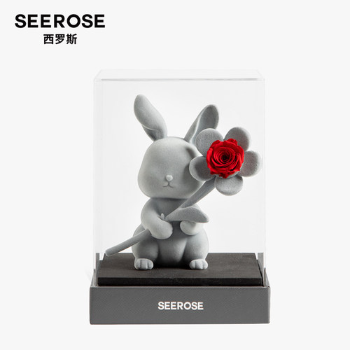 SEEROSE进口永生花玫瑰告白兔子