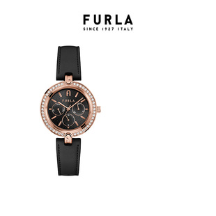 LINKS系列皮质黑色石英女表36.5MM FURLA芙拉LOGO 节日礼物