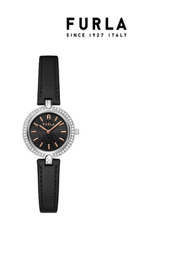 【节日礼物】FURLA芙拉LOGO LINKS系列皮质小巧圆盘石英手表女