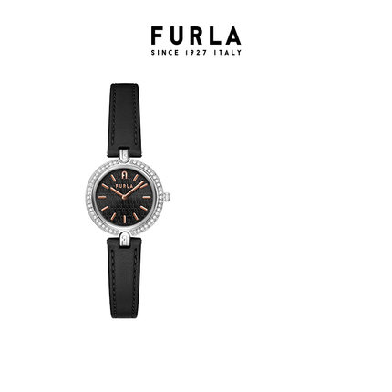【节日礼物】FURLA芙拉LOGO LINKS系列皮质小巧圆盘石英手表女