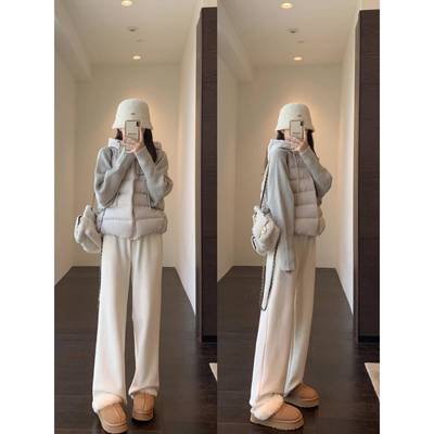 羽绒棉衣棉服女冬季2025新款韩系拼接针织袖假两件小个子棉袄外套