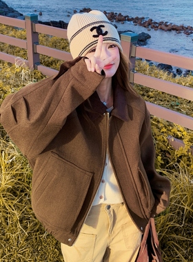 大货已出！冬装新款小个子撞色翻领毛呢外套女2C325-556P175K268