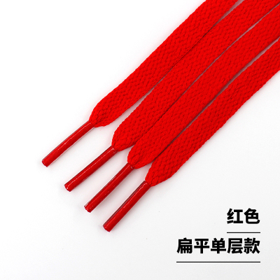 红色鞋带绳扁平圆形运动休闲鞋