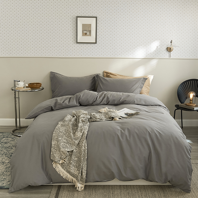 纯色全棉磨毛床品四件套