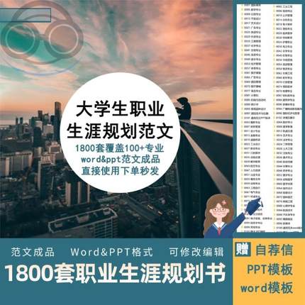 2023大学生职业生涯规划书word模板范本就业工作计划发展ppt范文