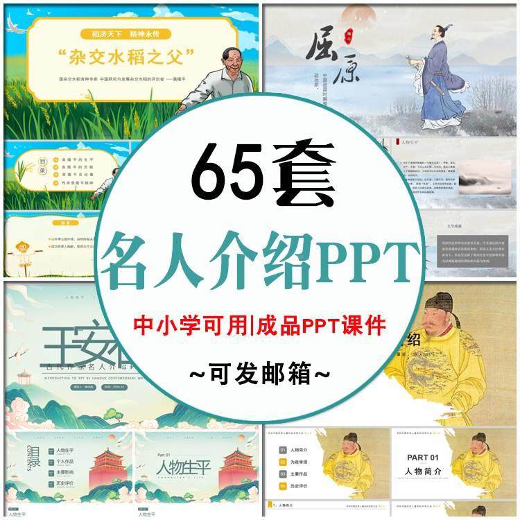 历史人物名人介绍ppt成品课件 古代近代伟人简介事迹分享ppt模板