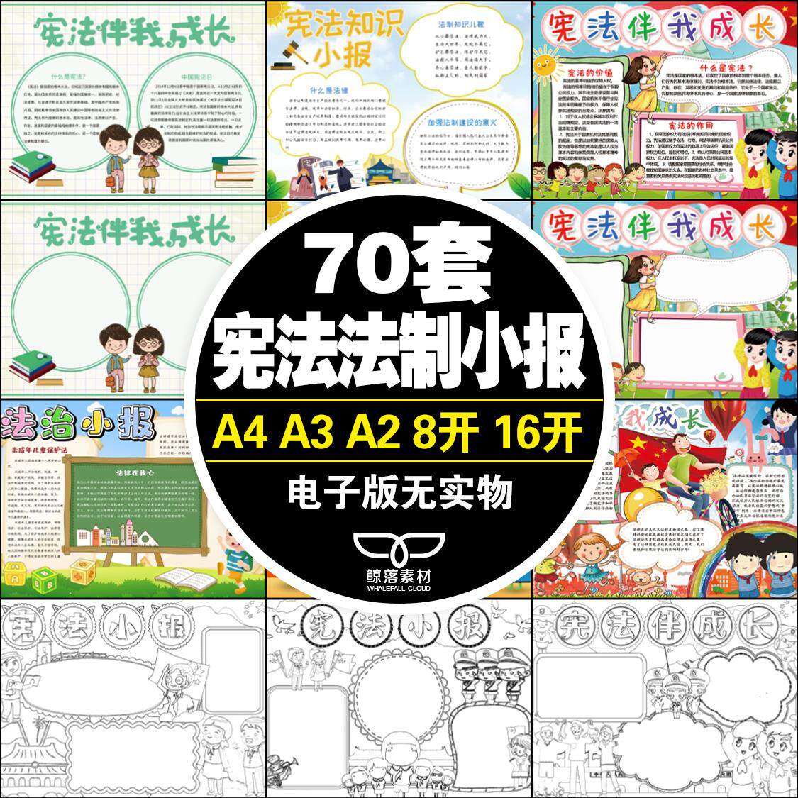 国家宪法日法律常识法制宣传普法教育小学生初中生手抄报小报模板