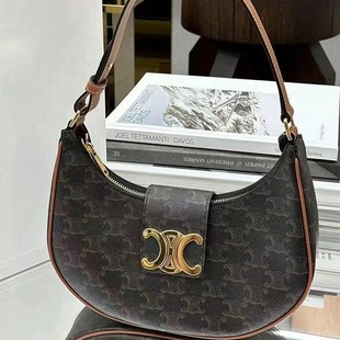 凯旋门腋下包包复古真皮高级感小众法式月亮包单肩法棍月牙包