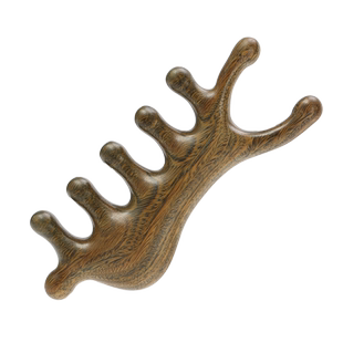 绿檀木按摩梳头部经络梳头皮梳子五经头发便携五齿宽齿脸眼部木梳