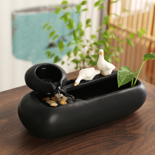 陶瓷流水摆件喷泉小型桌面客厅茶桌办公室装饰品循环水景开业礼品