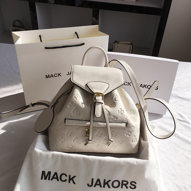 香港mackjakors真皮双肩包女2021新款潮流时尚压花高级感百搭背包