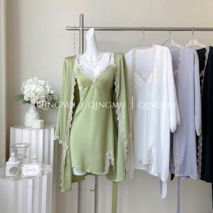 性感吊带睡裙女夏带胸垫纯欲风女士家居服高级感薄款 冰丝睡衣批发