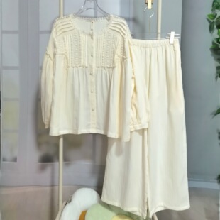 法式宫廷睡衣女秋冬新款双层棉纱甜美公主高级感宽松款家居服套装