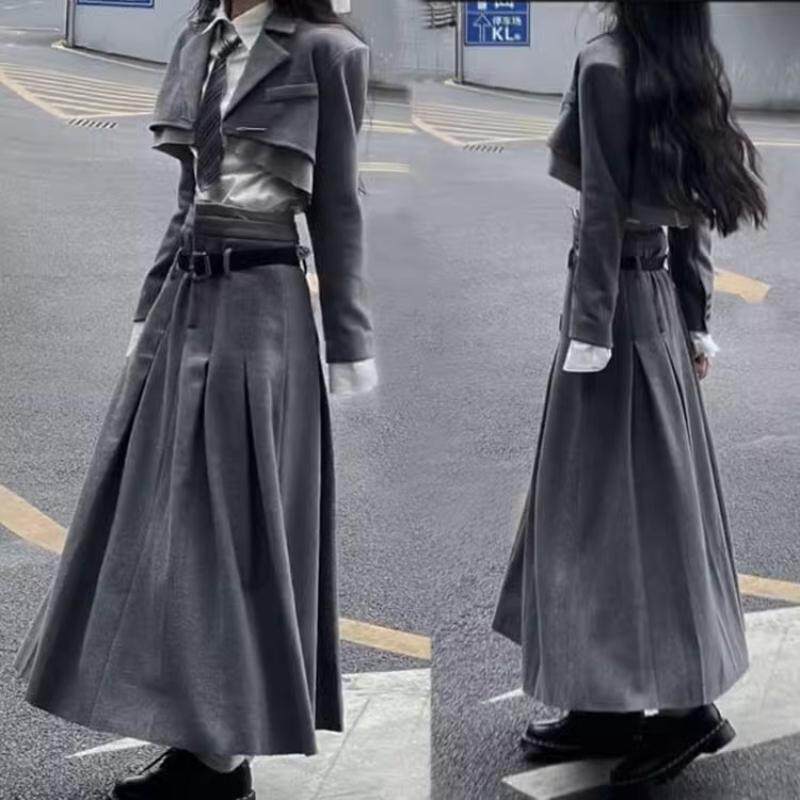 设计感新款暗黑系套装半身裙