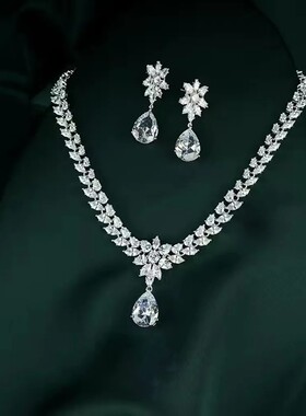 欧美复古高档耳环套装项链短款锁骨链女气质个性饰品新娘礼服配饰