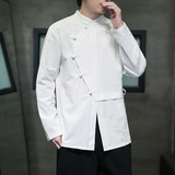 2025新中式棉麻长袖衬衫男民族风复古盘扣衬衣1112-5-CS518-P55，男装民族服装，星座1112-5（原712-5）