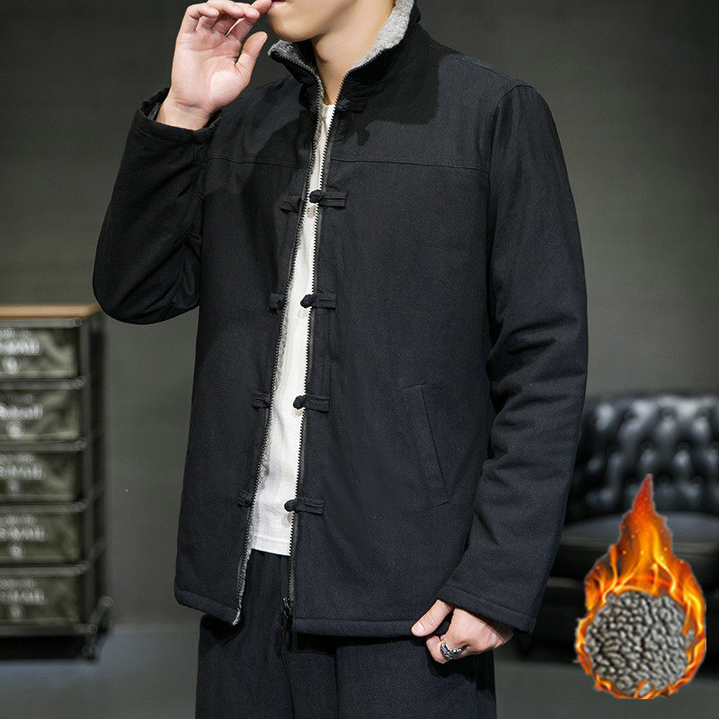 新中式棉麻夹克男宽松大码盘扣加绒加厚外套XZ712-5-JK609-P85,男装夹克,星座1112-5（原712-5）