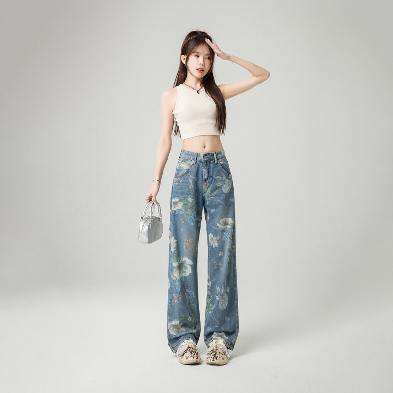 女装牛仔裤时尚印花百搭美式阔腿休闲宽松拖地长裤712-5-578-P65,男装牛仔裤,星座1112-5（原712-5）