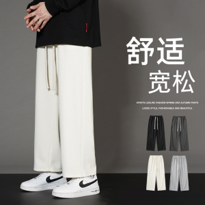 港风宽松阔腿九分裤男运动休闲裤直筒垂坠感长裤XZ712-5-X214-P45图片