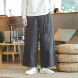 春秋季风棉麻裤男新中式复古宽松直筒裤XZ1112-5-K904-P60，男装休闲裤，星座1112-5（原712-5）