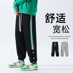 新款潮流排扣长裤男港风宽松休闲束脚卫裤小脚裤XZ712-5-2916-P50图片