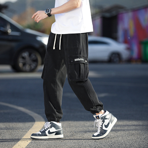 春季新款青年大码工装裤男纯棉宽松束脚休闲裤XZ712-5-K503-P55