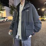 网络图秋季港风直播假两件连帽冲锋衣外套夹克712-5-JK303-P75，男装夹克，星座1112-5（原712-5）
