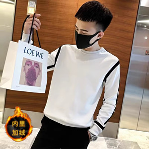 网络图潮牌男韩版加绒长袖T恤青少年运动卫衣712-5-A112加绒-P50图片