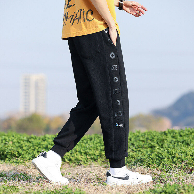 春秋季新款小脚卫裤男宽松大码印花运动九分裤XZ712-5-2201-P40图片