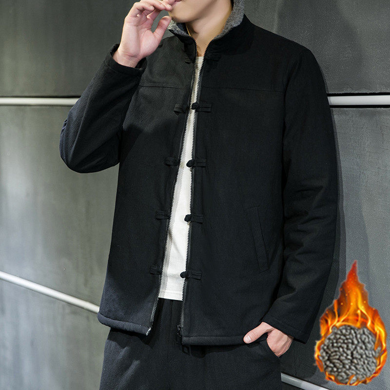 风秋冬季棉麻加绒夹克男羊羔绒保暖棉衣XZ712-5-JK609-P100图片