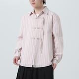 新中式亚麻长袖衬衫男高品质风棉麻条纹衬衣712-5-CS608-P65，男装衬衫，星座1112-5（原712-5）