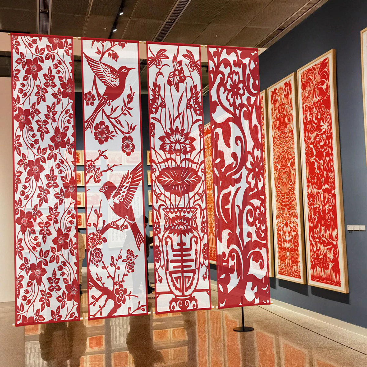 非遗剪纸文化纱幔挂布集市活动布置背景布幔天幕吊顶装饰布隔断帘,居家布艺,挂毯/壁毯,淘宝优惠券,粉丝福利购,淘宝优惠卷