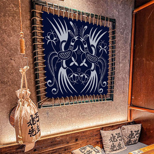 苗族吊顶挂布室内墙面饰布 饰 扎染风天花板氛围布 民族风餐厅装