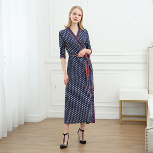 旅游度假包臀连衣裙女PG 显瘦气质中长款 DVF裹身裙 26修身 高端新品