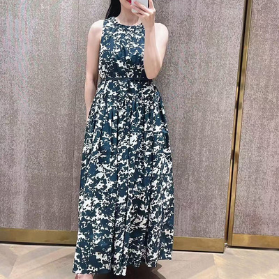 DVF高端棉高腰显瘦连衣裙无袖