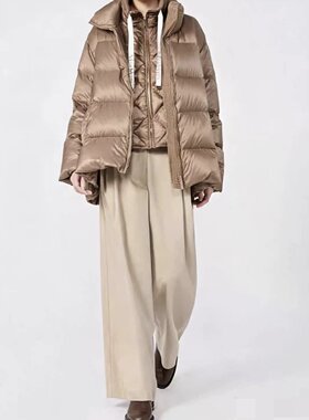 驼色高领宽松显瘦女款羽绒服外套