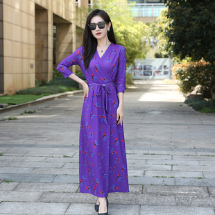 DVF裹身裙2026 连衣裙女PG 高端新品 喜色印花气质收腰显瘦开叉长款