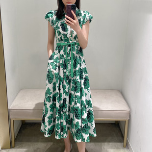 短袖 DVF26早秋新款 夏日绿莓果花图案优雅连衣裙 高端裙PG M家同款