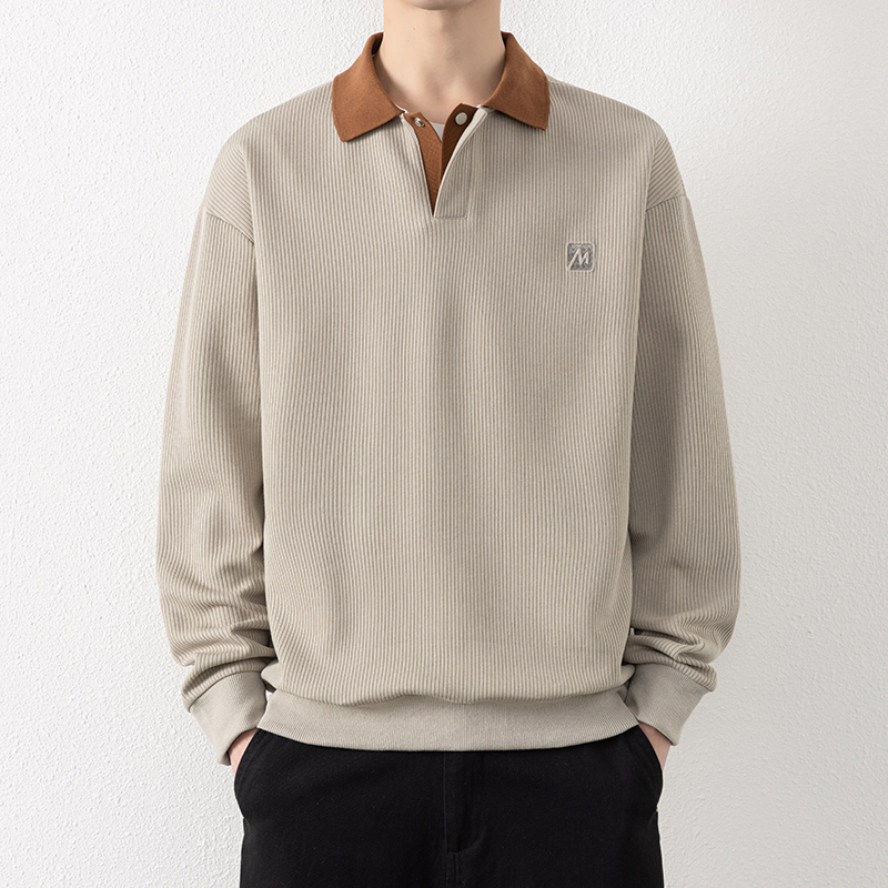 高级感翻领卫衣男士春秋季长袖